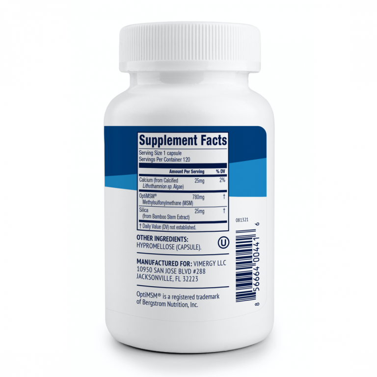 Vimergy MSM 500MG Capsules, – MSM With Calcium And Silica Vegan Capsule Made With No Gelling Agents Non Gmo Gluten Free No Gelatin And Kosher 120 Count - View #4