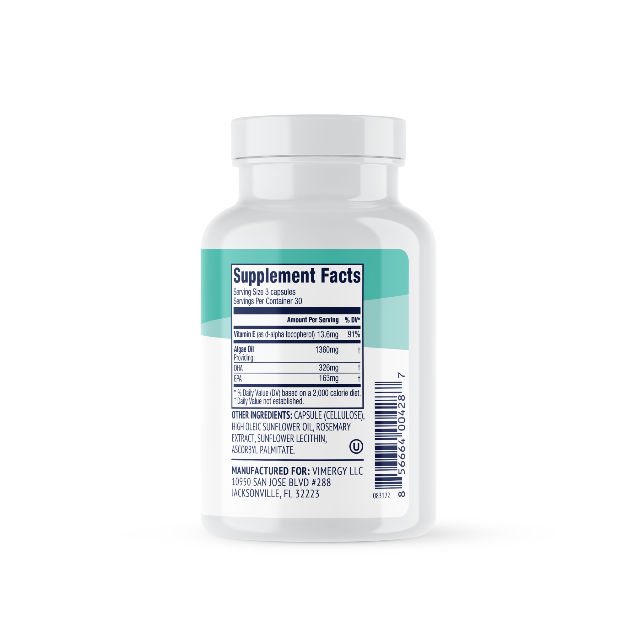 Complément Oméga 3 Végétalien Vimergy – 90 Capsules – EPA/DHA D'Algues – Date 04/2026