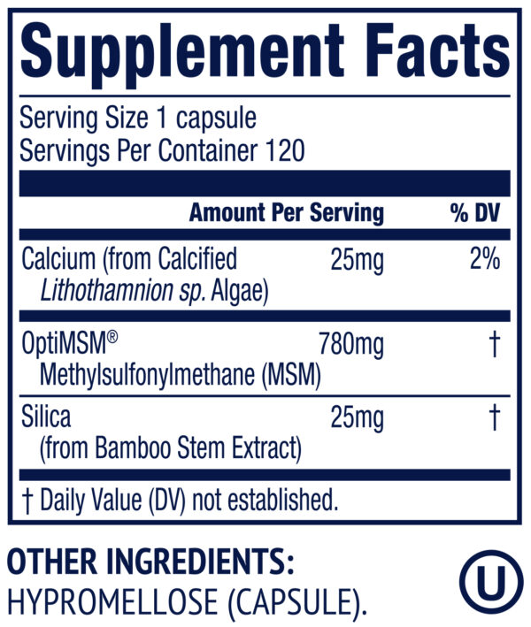 Vimergy MSM 500MG Capsules, – MSM With Calcium And Silica Vegan Capsule Made With No Gelling Agents Non Gmo Gluten Free No Gelatin And Kosher 120 Count - View #3