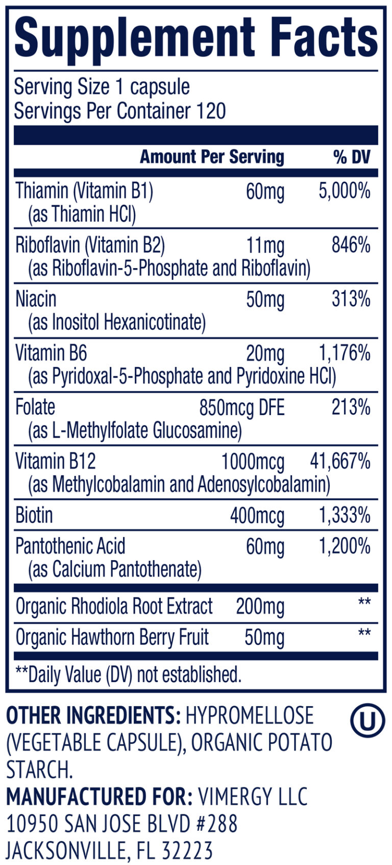 Adapto B Complex Vimergy Adapto B-Complex - 120 Capsules - Flower of Life